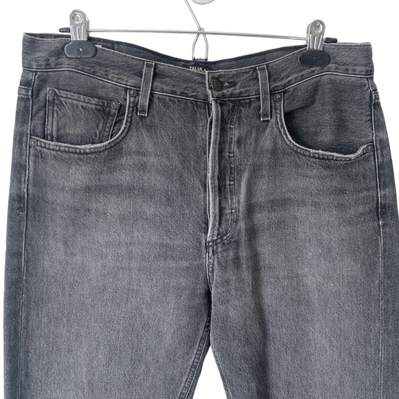 ARITZIA Talula X Agolde High Rise Taper Jeans Raw Hem Black Wash Women’s Size 28 - Picture 3 of 16